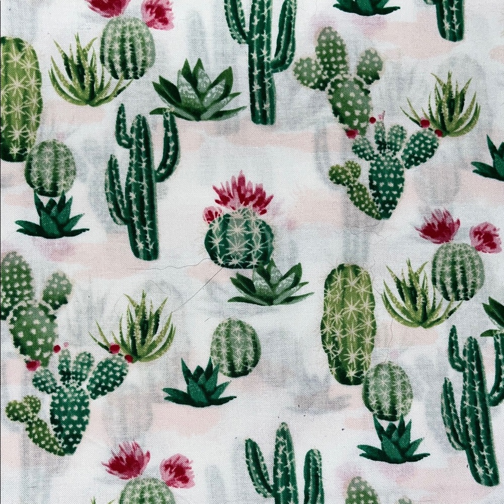 Cactus pattern fabric, translucent, 45 in wide, 2 yards, 100% cotton, NWOT